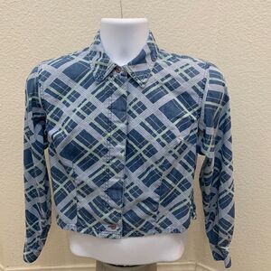 Liz Clairborne Lizwear Petite Size 6 💯 Cotton Cropped Fitted Jacket Long Sleeve